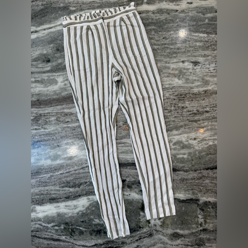 Express Ankle High-Rise Green White Striped Pants Size 0R